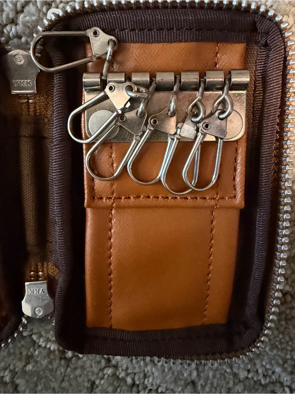 Porter Tokyo Japan Tan Leather Zip Key Holder for Men